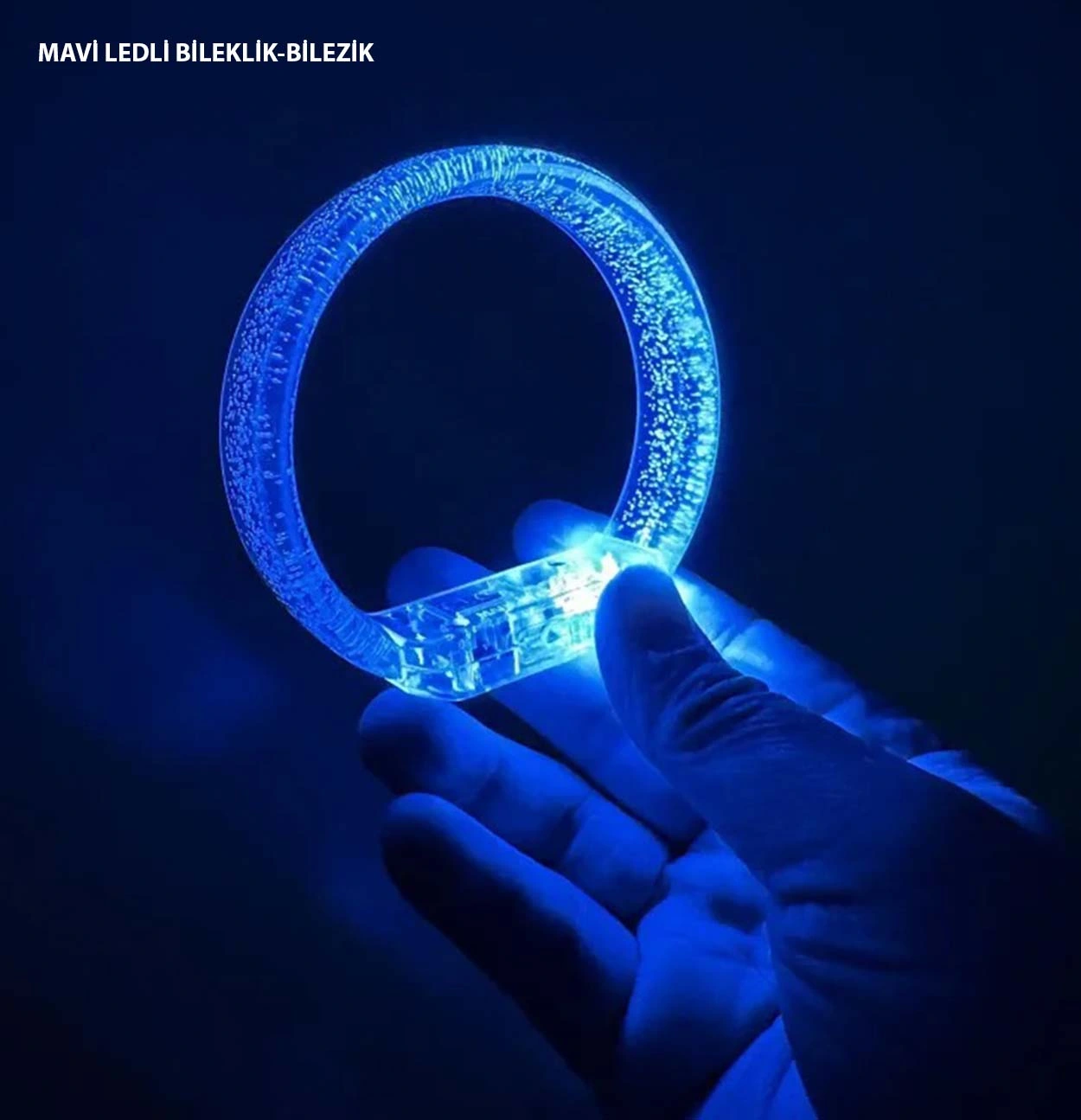 Mavi Led Işıklı Baskı Yapılabilen Pilli Bileklik Bilezik 1,5 Cm Genişlik ( Lisinya ) Mavi Led Işıklı Baskı Yapılabilen Pilli Bileklik Bilezik 1,5 Cm Genişlik ( Lisinya )