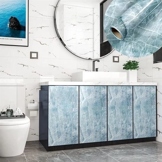 Mermer Desenli Masa Tezgah Mutfak Su Geçirmez Yapışkanlı Folyo Sticker Mavi 5x0,6m ( Lisinya ) Mermer Desenli Masa Tezgah Mutfak Su Geçirmez Yapışkanlı Folyo Sticker Mavi 5x0,6m ( Lisinya )