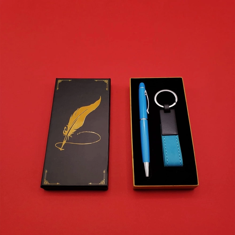 Metal Deri Anahtarlık Ve Kalem ( Lisinya )