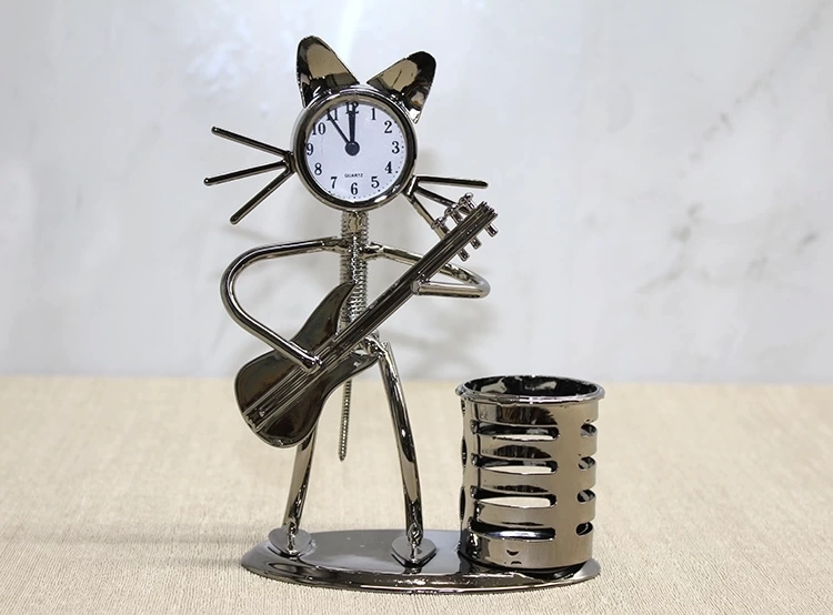 Metal Gitar Çalan Kedi Müzisyen Saat Ve Kalemlik Alk4345 ( Lisinya )