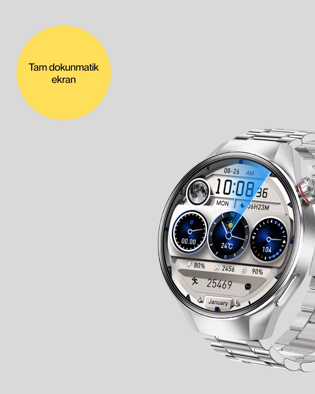 Metal Gövdeli Amoled Akıllı Saat – Kan Oksijen, Nabız Ve Arama Fonksiyonlu ( Lisinya )