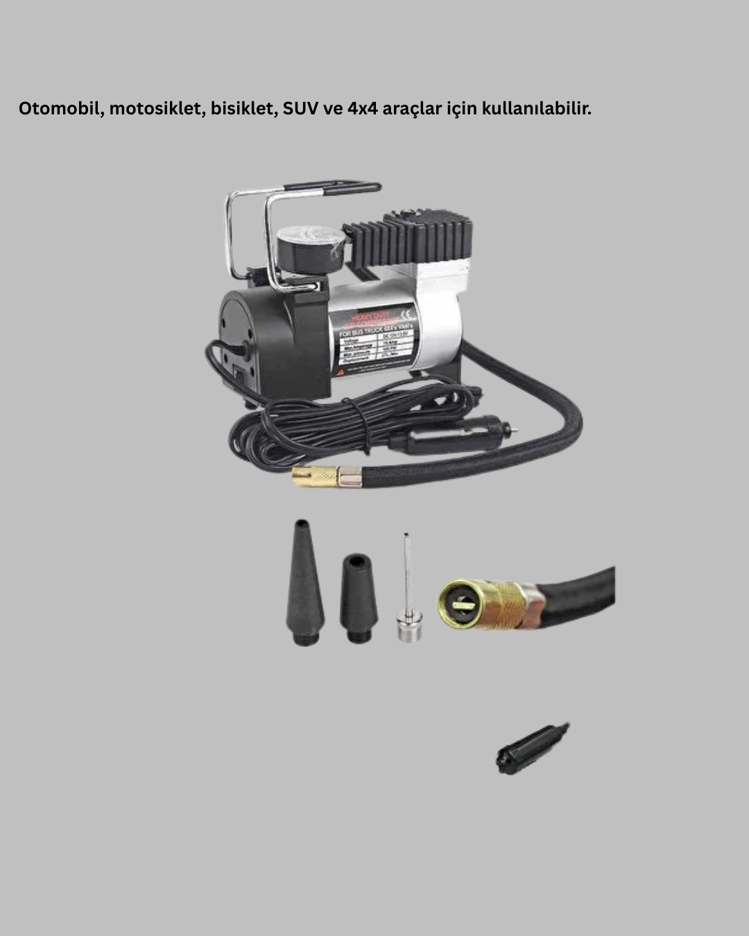 Metal Gövdeli Oto Lastik Hava Kompresörü 12v 140 Psı Hızlı Şişirme ( Lisinya )