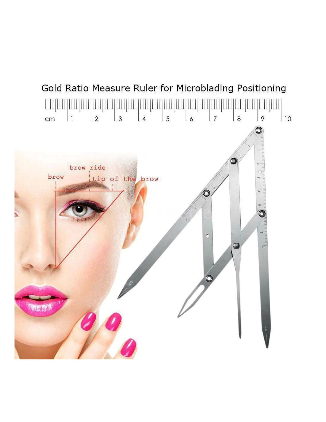 Microblading Simetrik Ve Estetik Kaş Ölçüm Cetveli, Kalıcı Makyaj Altın Oran Pergeli 275 ( Lisinya )