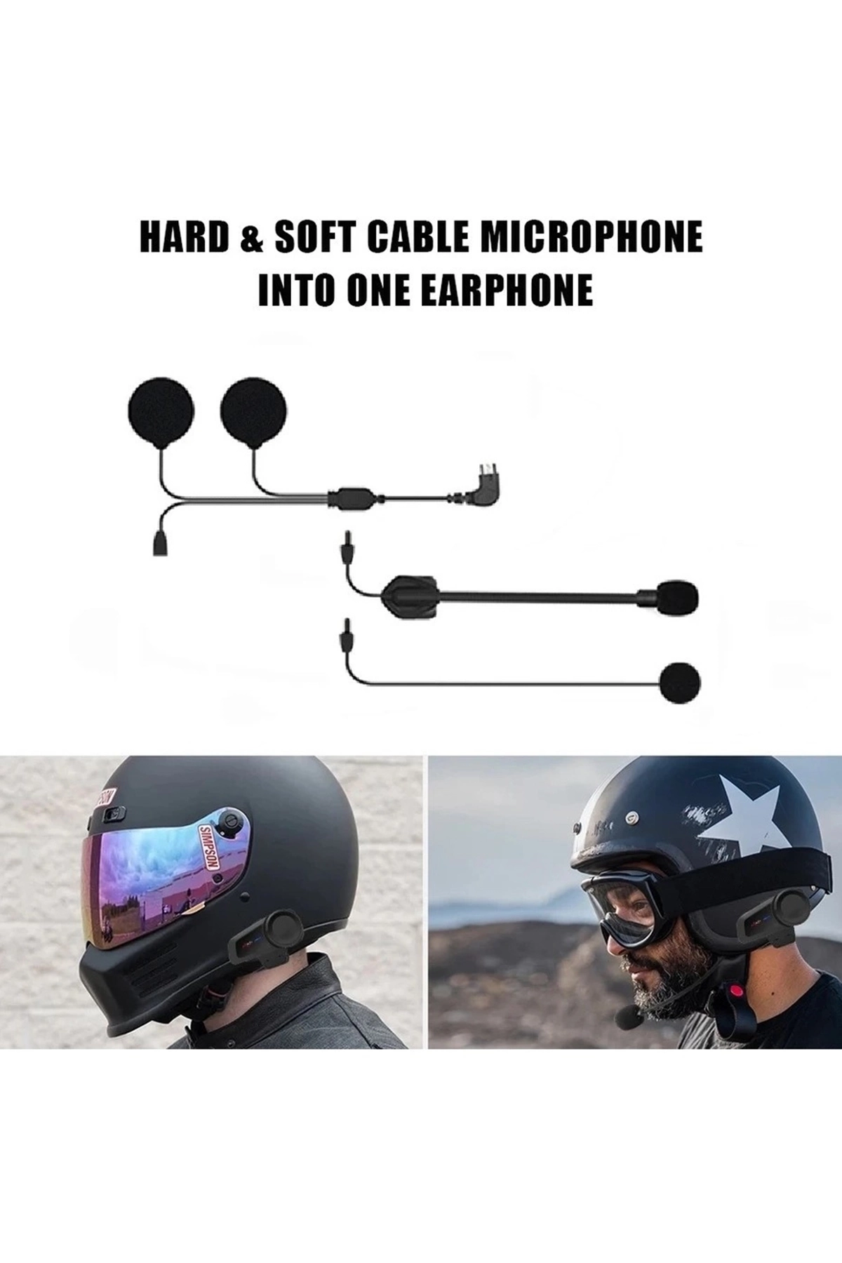 Mikrofonlu Motosiklet Kaskı Kulaklığı Tam/yarım Yüz Kaskları İçin 2’si 1 Arada Kulaklık Seti ( Lisinya )