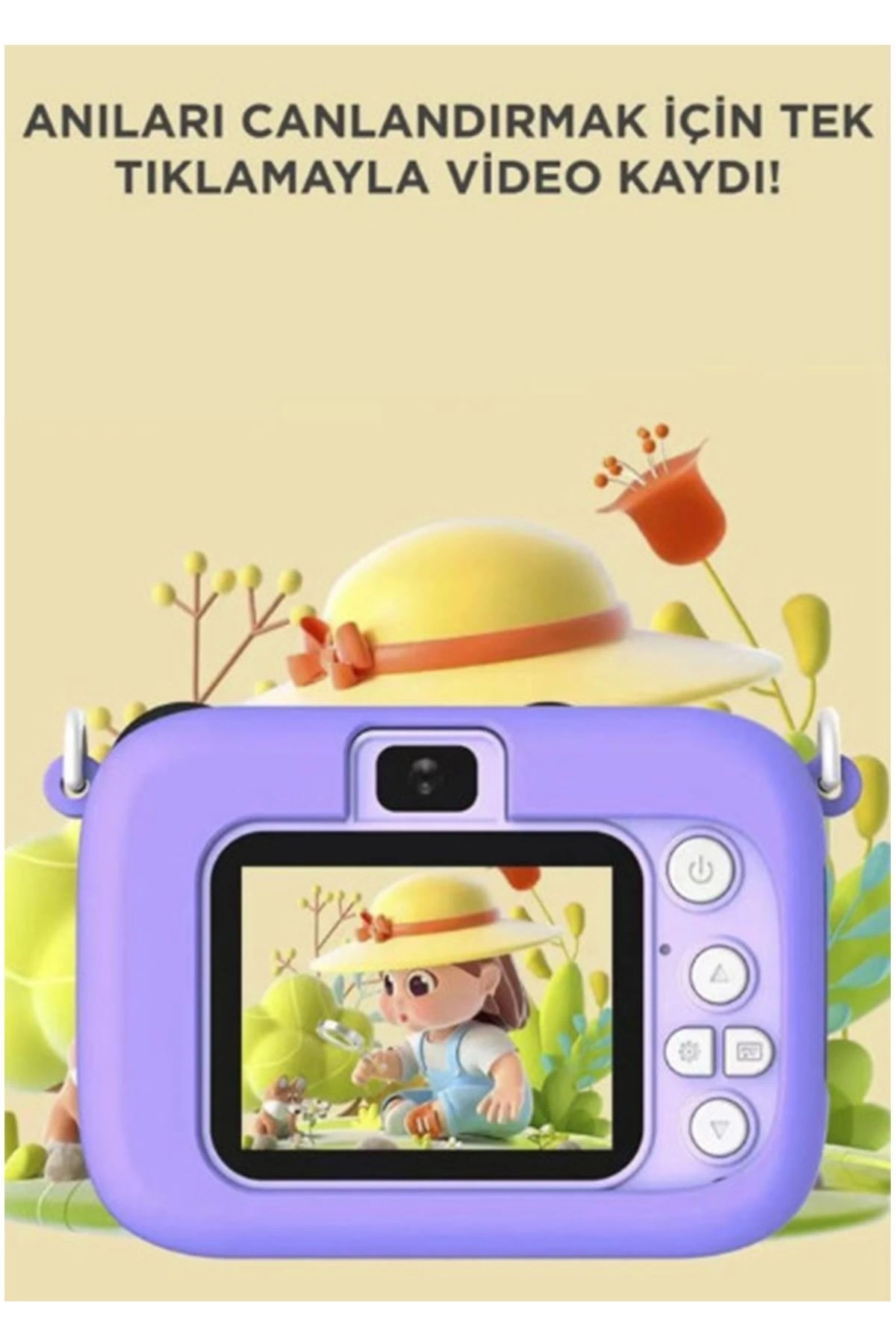 Mini 1080p Hd Çocuk Kamera Dijital Fotoğraf Makinesi 2.0 Inç Ekran 5 Adet Oyun Mor ( Lisinya )