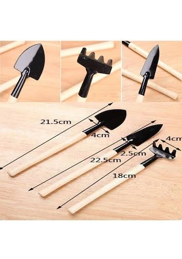 Mini Ahşap Hobi Bahçe Seti 3 Parça ( Lisinya )