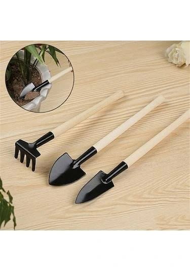 Mini Ahşap Hobi Bahçe Seti 3 Parça ( Lisinya )