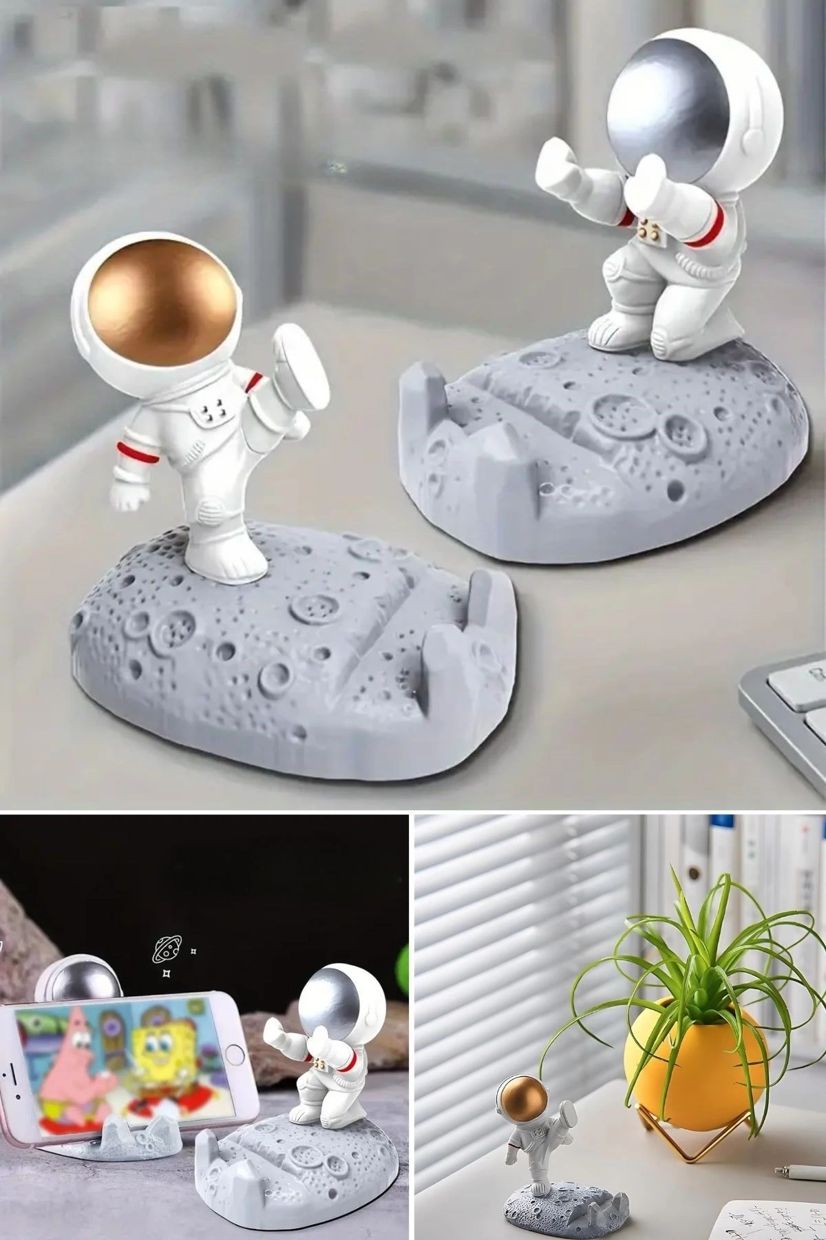 Mini Astronot Model Telefon Ve Tablet Tutucu Standı ( Lisinya )