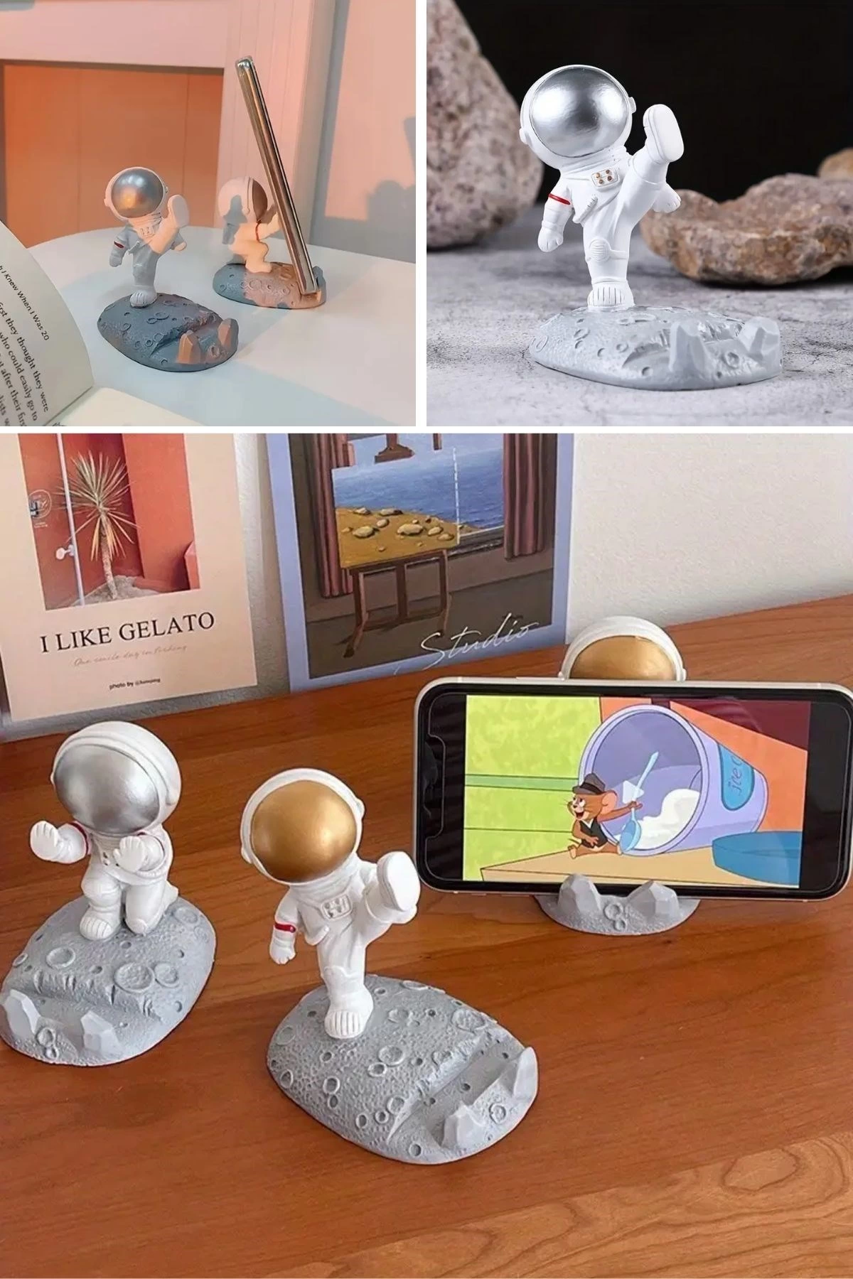 Mini Astronot Model Telefon Ve Tablet Tutucu Standı ( Lisinya )