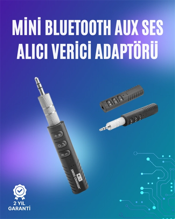 Mini Bluetooth Müzik Alıcısı | Ev & Araç Stereo Sistemlerine Kablosuz Bağlantı ( Lisinya )