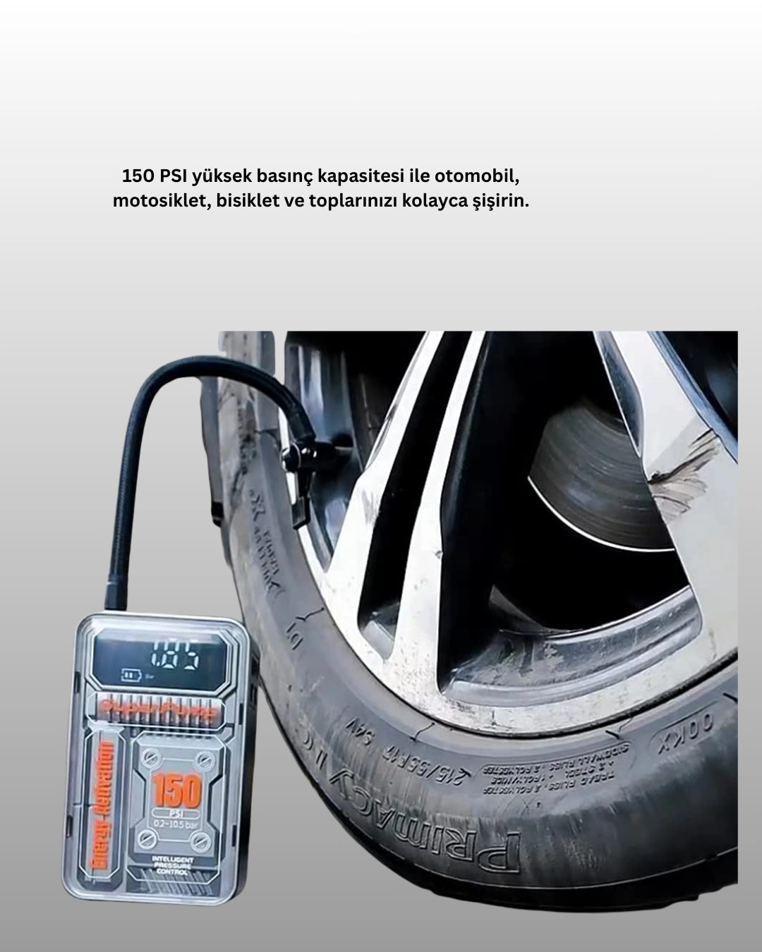 Mini Boy Elektrikli Şarjlı Yüksek Basınçlı Lastik Şişirme Pompası ( Lisinya )