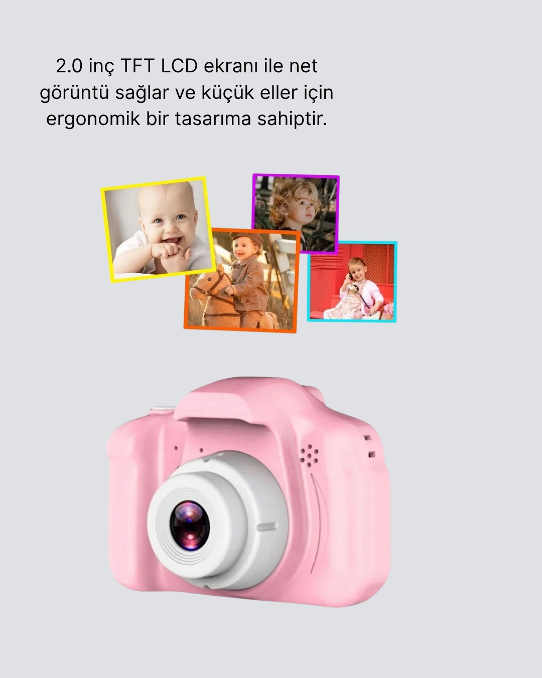 Mini Dijital Çocuk Kamerası 8mp Hd Ekranlı 1080p Video Ve Şarjlı ( Lisinya )