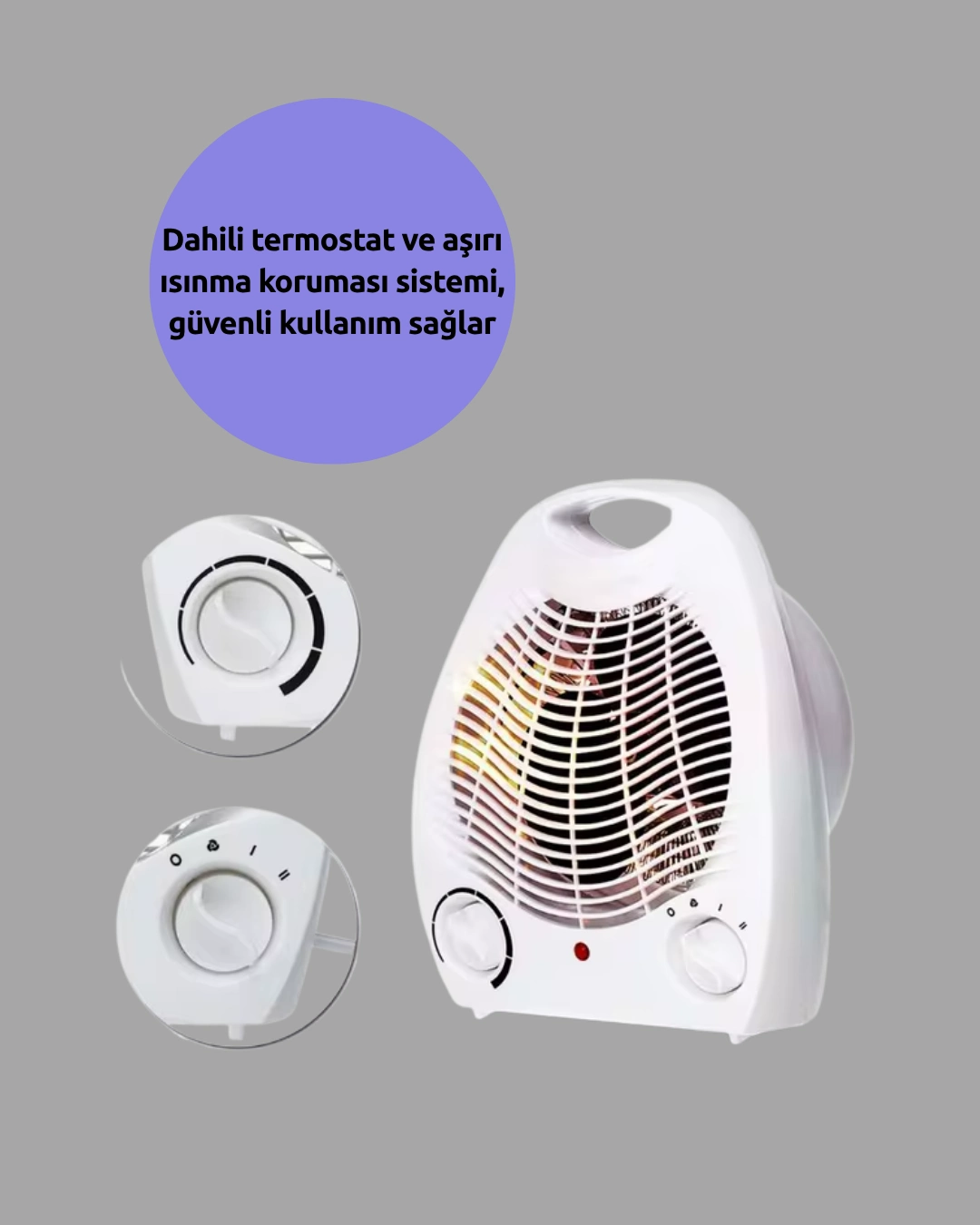 Mini Elektrikli Isıtıcı 2000w – Termostatlı Fanlı Isıtma, Taşınabilir Tasarım ( Lisinya )