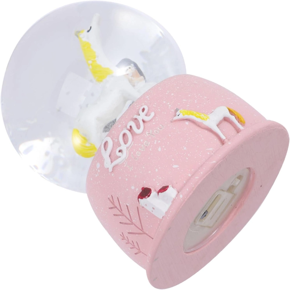 Mini Işıklı Sevimli Atlı Kız Kar Küresi ( Lisinya )