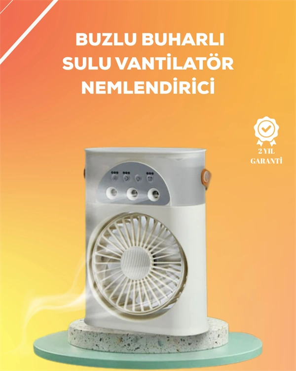 Mini Klima Fan | Usb'li, 7 Renk Gece Işığı, 3'ü 1 Arada Fonksiyon ( Lisinya )
