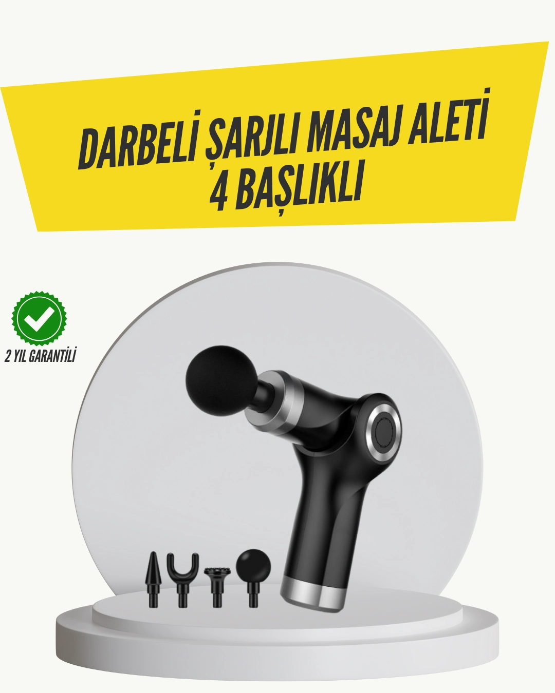 Mini Masaj Tabancası 4 Başlık 6 Hız Ayarlı ( Lisinya )