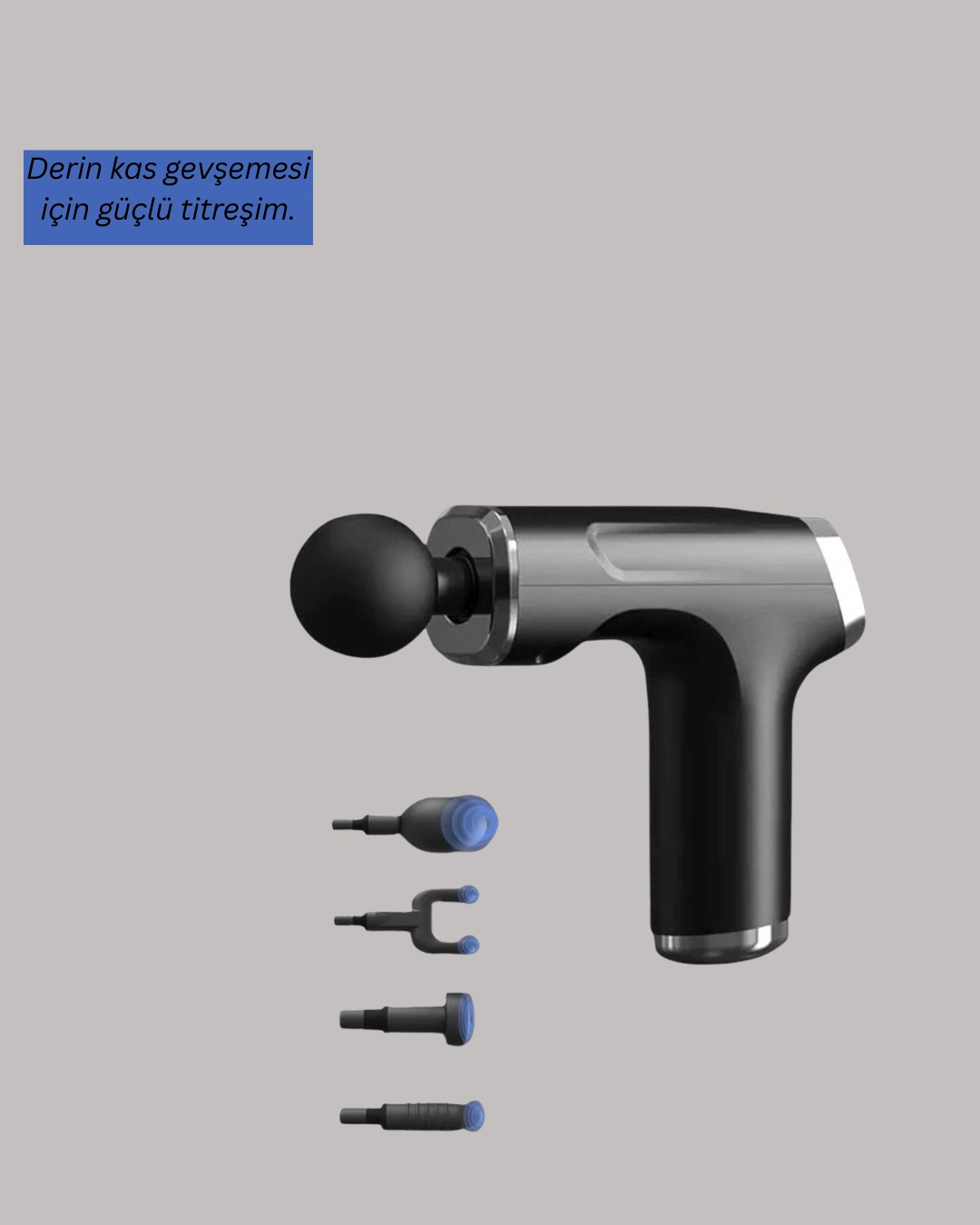 Mini Masaj Tabancası 4 Başlık 6 Hız Ayarlı ( Lisinya )