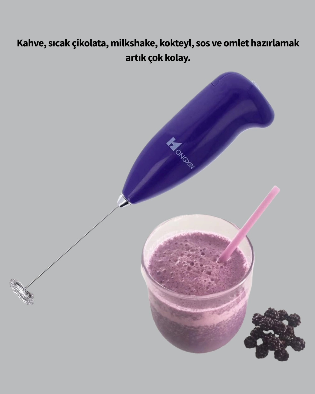 Mini Pilli Portatif Karıştırıcı – Cappuccino, Latte, Frappe Ve Kahve Köpürtücü ( Lisinya )