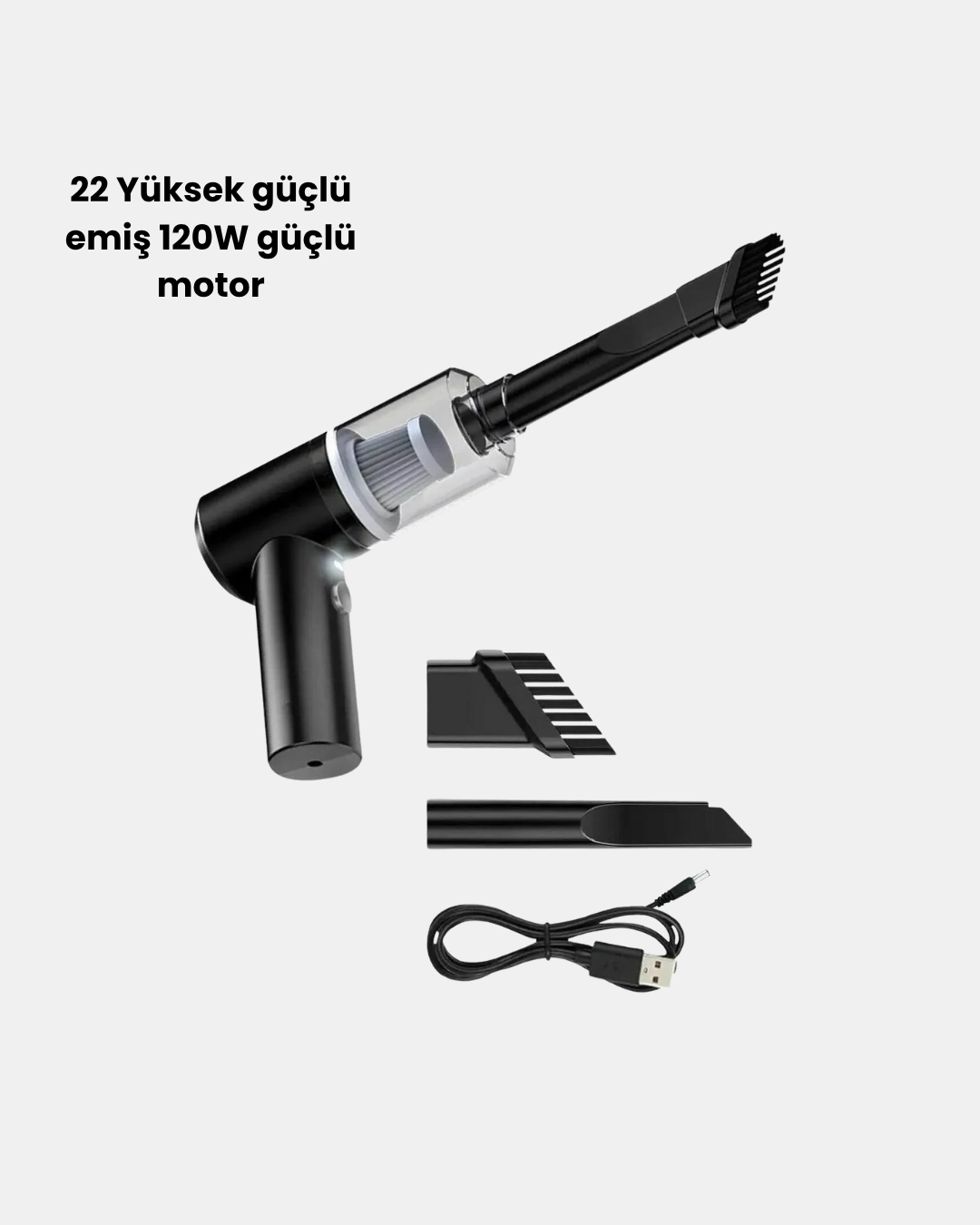 Mini Şarjlı Araç Süpürgesi – 120w Güçlü Motor, 5500pa Vakum Emiş, Yıkanabilir Filtre ( Lisinya )