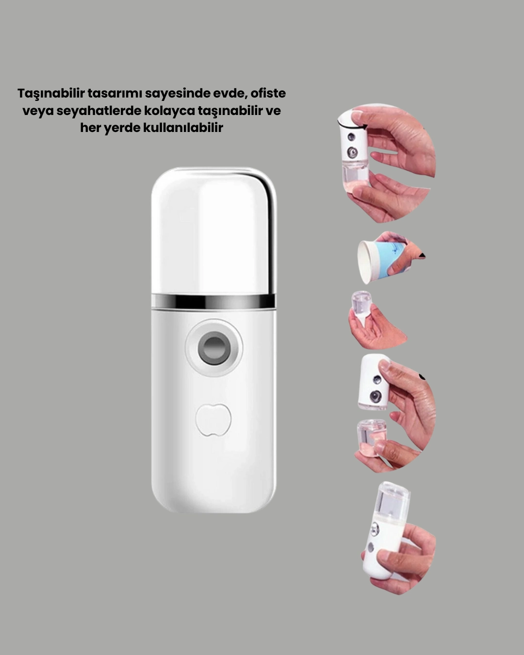 Mini Şarjlı Buhar Nemlendirici – Taşınabilir, Enerji Tasarruflu, Kablosuz Kullanım ( Lisinya )