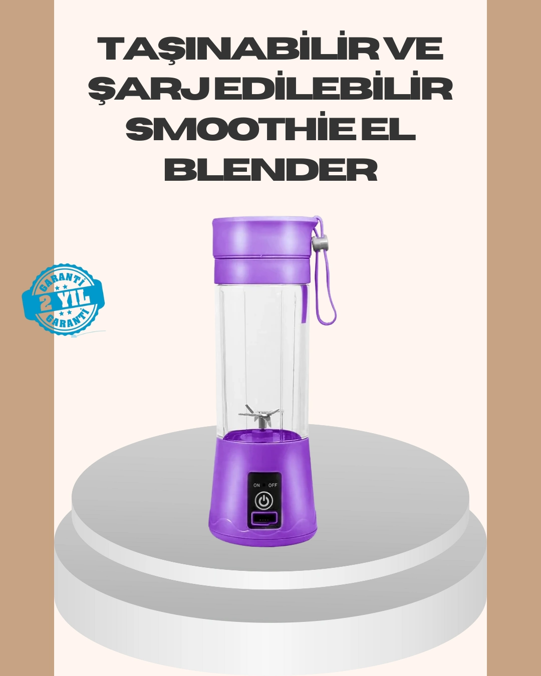 Mini Taşınabilir Blender 380ml Usb Şarjlı Detoks Smoothie Hazırlayıcı ( Lisinya )