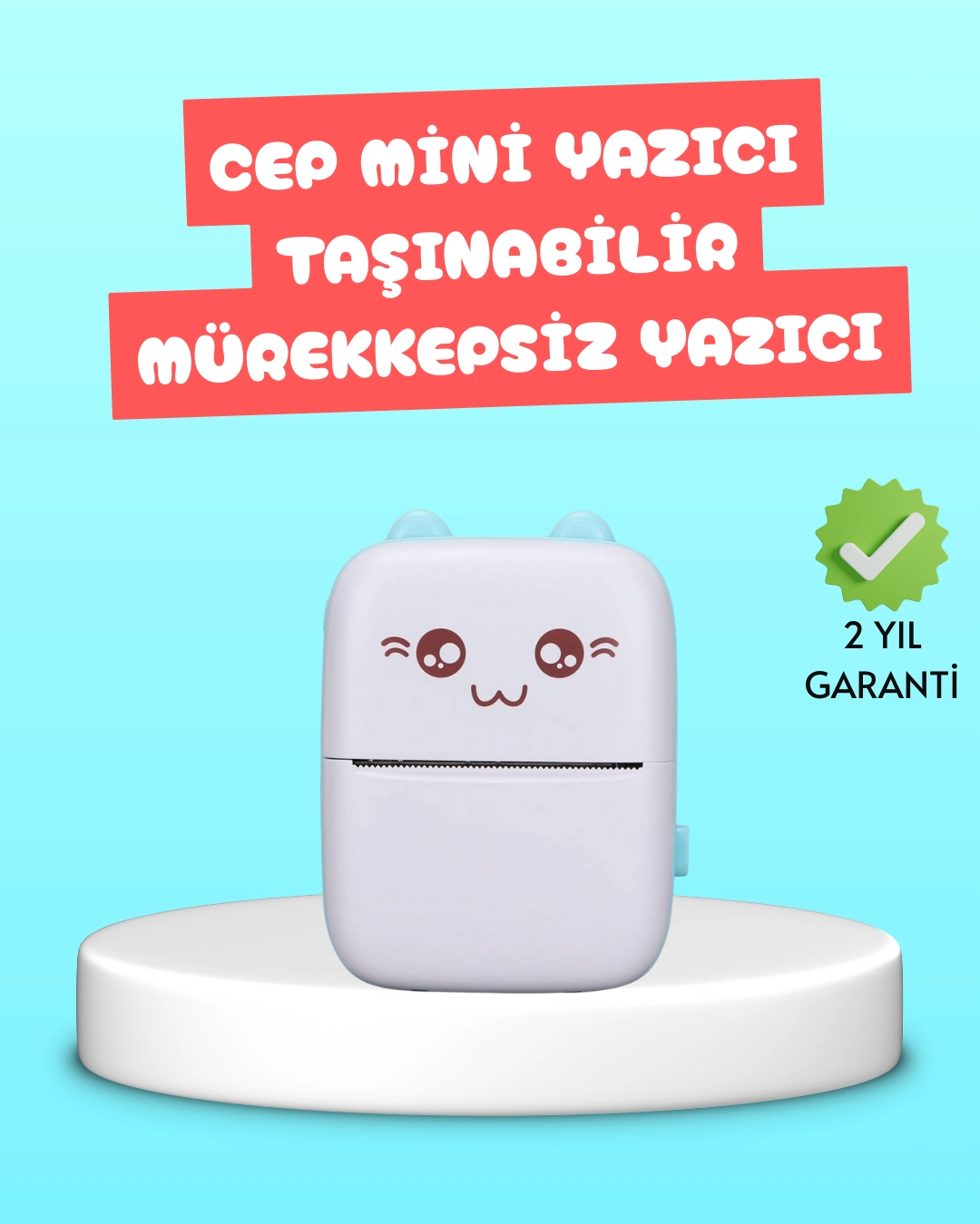 Mini Termal Yazıcı Kablosuz Taşınabilir Bluetooth Bağlantılı 200 Dpı ( Lisinya )