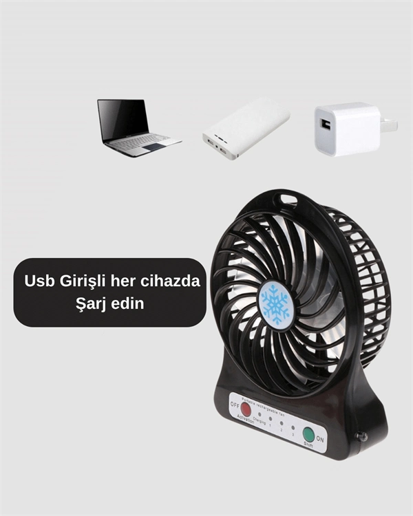 Mini Usb Fan – Şarj Edilebilir, Işıklı, 3 Kademe, Taşınabilir Masaüstü Vantilatör ( Lisinya )