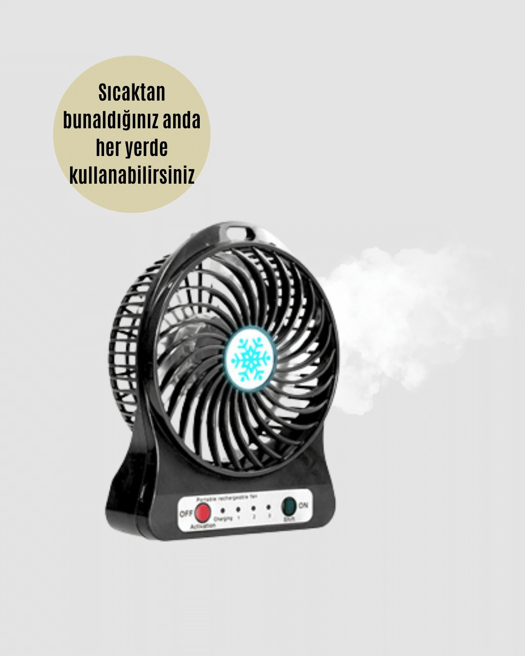 Mini Usb Fan – Şarj Edilebilir, Işıklı, 3 Kademe, Taşınabilir Masaüstü Vantilatör ( Lisinya )