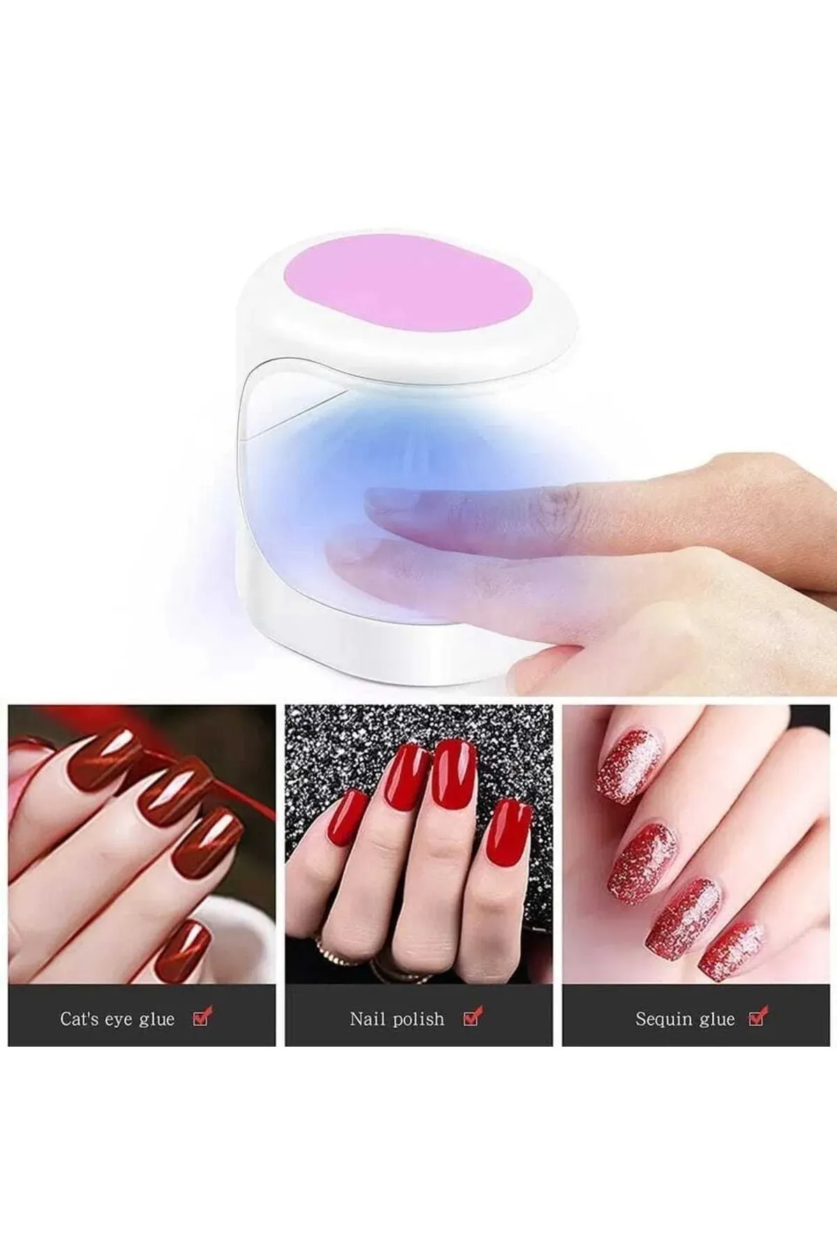 Mini Uv Led Işık Oje Tırnak Kurutucu Tasarımlı Express Protez Tırnak Kiti Kurutma Cilası ( Lisinya )