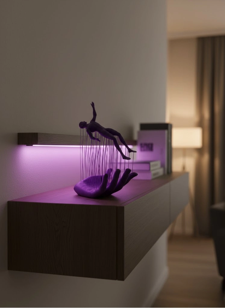 Mor El İnsan Figürü Dekoratif Biblo Minimal Modern Salon Raf Ve Masa Üstü Aksesuar ( Lisinya )