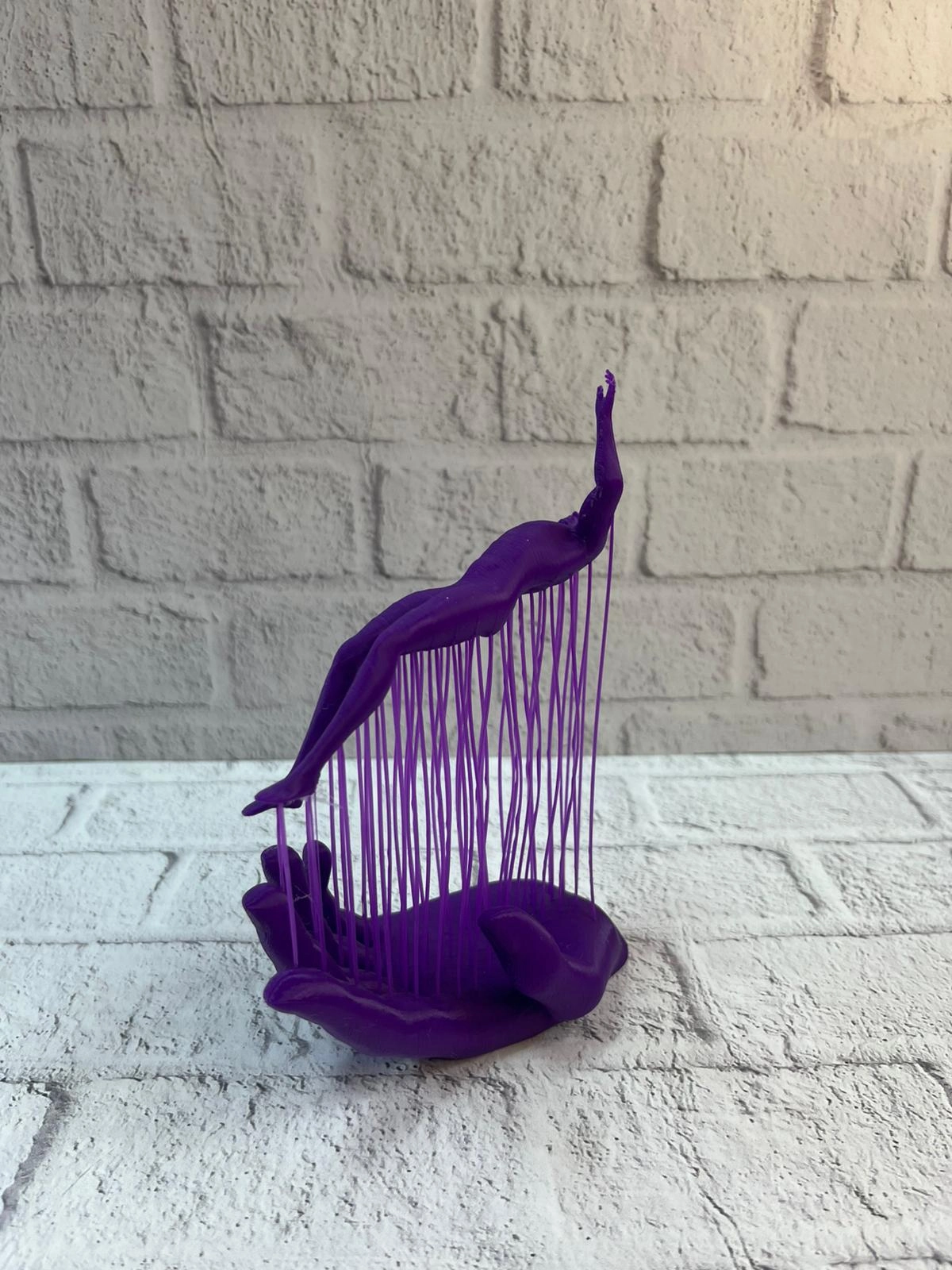 Mor El İnsan Figürü Dekoratif Biblo Minimal Modern Salon Raf Ve Masa Üstü Aksesuar ( Lisinya )