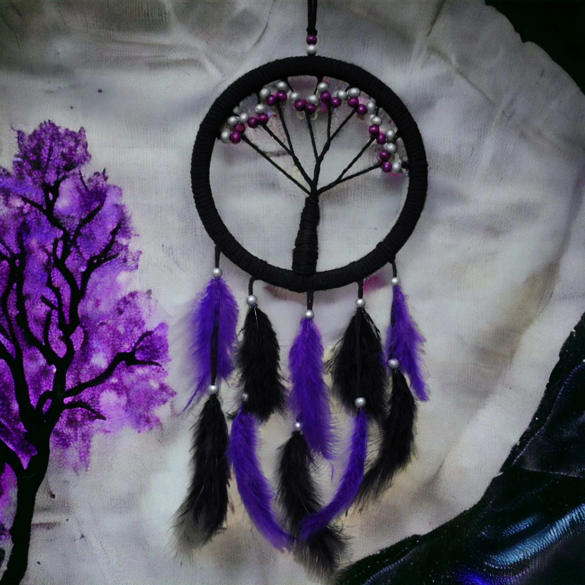 Mor İncili Hayat Ağacı Dream Catcher ( Lisinya ) Mor İncili Hayat Ağacı Dream Catcher ( Lisinya )