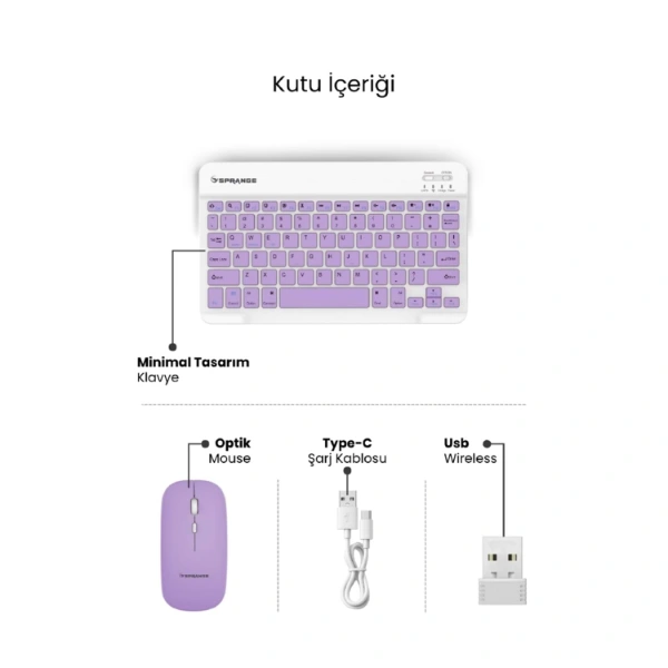 Mor Kablosuz Klavye Ve Mouse Seti ( Lisinya ) Mor Kablosuz Klavye Ve Mouse Seti ( Lisinya )