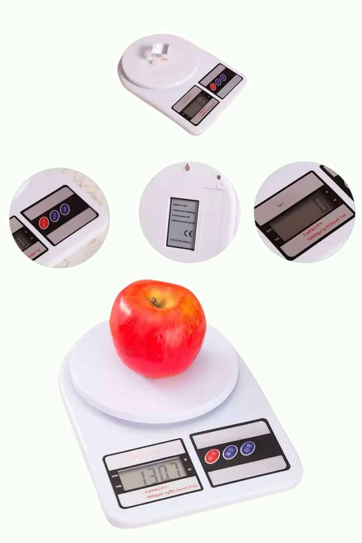 Mutfak Tartısı Dijital Göstergeli Hassas Tartı 10 Kg Kapasiteli ( Lisinya )