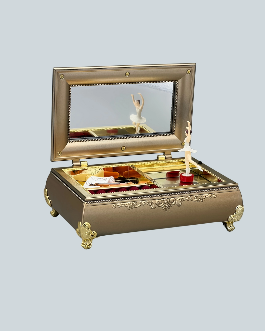 Müzikli Balerin Figürlü Takı Kutusu Piyano Desenli Dekoratif ( Lisinya )