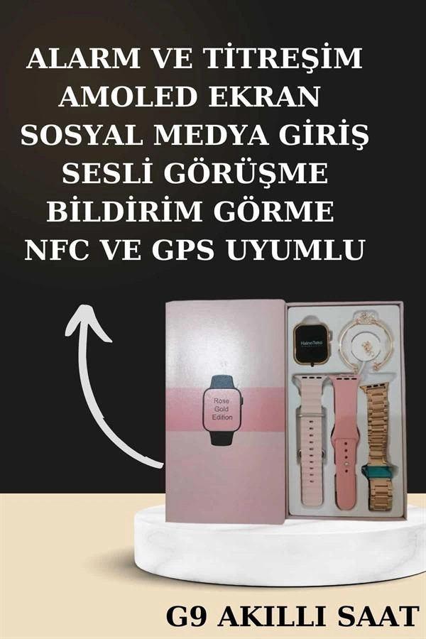 Nabız Ölçer Hediye Bileklikli Akıllı Saat Ve Dijital Göstergeli Bluetooth Kulaklık Çoklu Şarj Girişi ( Lisinya )