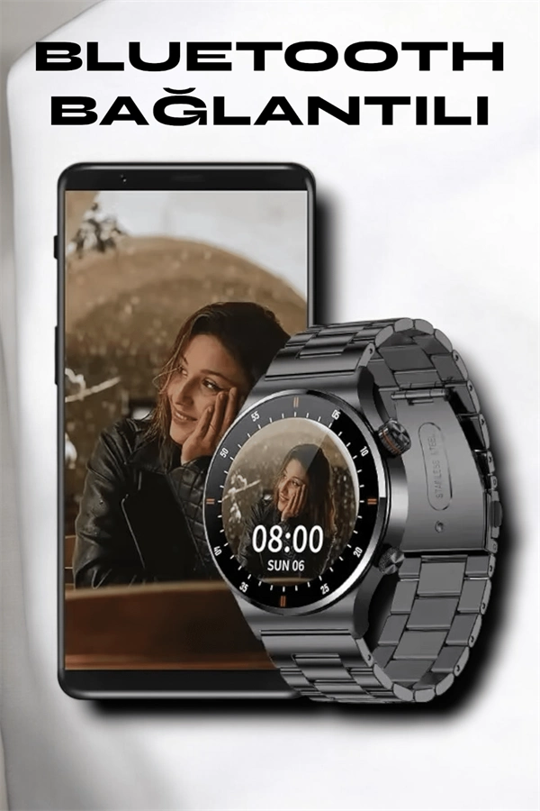 Nfc Ve Kablosuz Şarjlı Akıllı Saat Ekg, Nabız & Spor Modları İle İos Ve Android Uyumlu ( Lisinya )