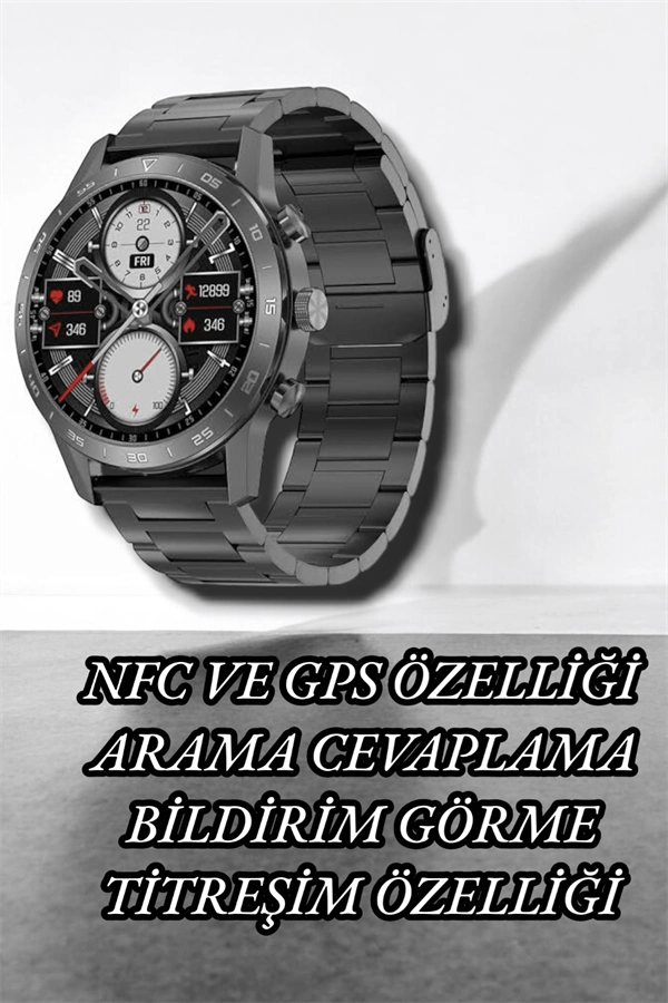 Nfc Ve Kablosuz Şarjlı Akıllı Saat Ekg, Nabız & Spor Modları İle İos Ve Android Uyumlu ( Lisinya )