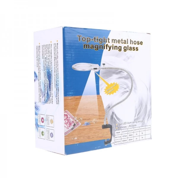 -2.5x130 Mm 5x24 Mm Led Aydınlatmalı Büyüteç,masa Üstü Metal Hortum Mandallı-mg15124-c ( Lisinya ) -2.5x130 Mm 5x24 Mm Led Aydınlatmalı Büyüteç,masa Üstü Metal Hortum Mandallı-mg15124-c ( Lisinya )