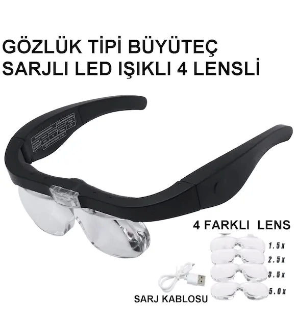 - Şarjlı Gözlük Büyüteç 4 Farklı Lens -11537dc ( Lisinya ) - Şarjlı Gözlük Büyüteç 4 Farklı Lens -11537dc ( Lisinya )