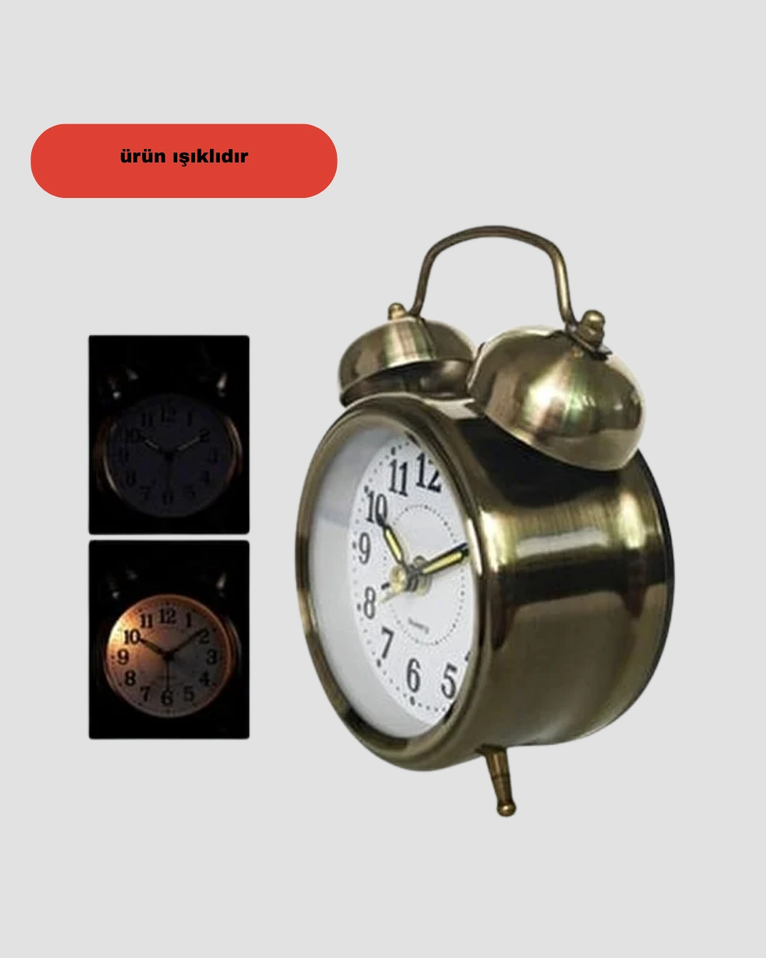 Nostaljik Bronz Metal Alarmlı Masa Saati Büyük Boy Dekoratif Ve Şık Tasarım ( Lisinya )