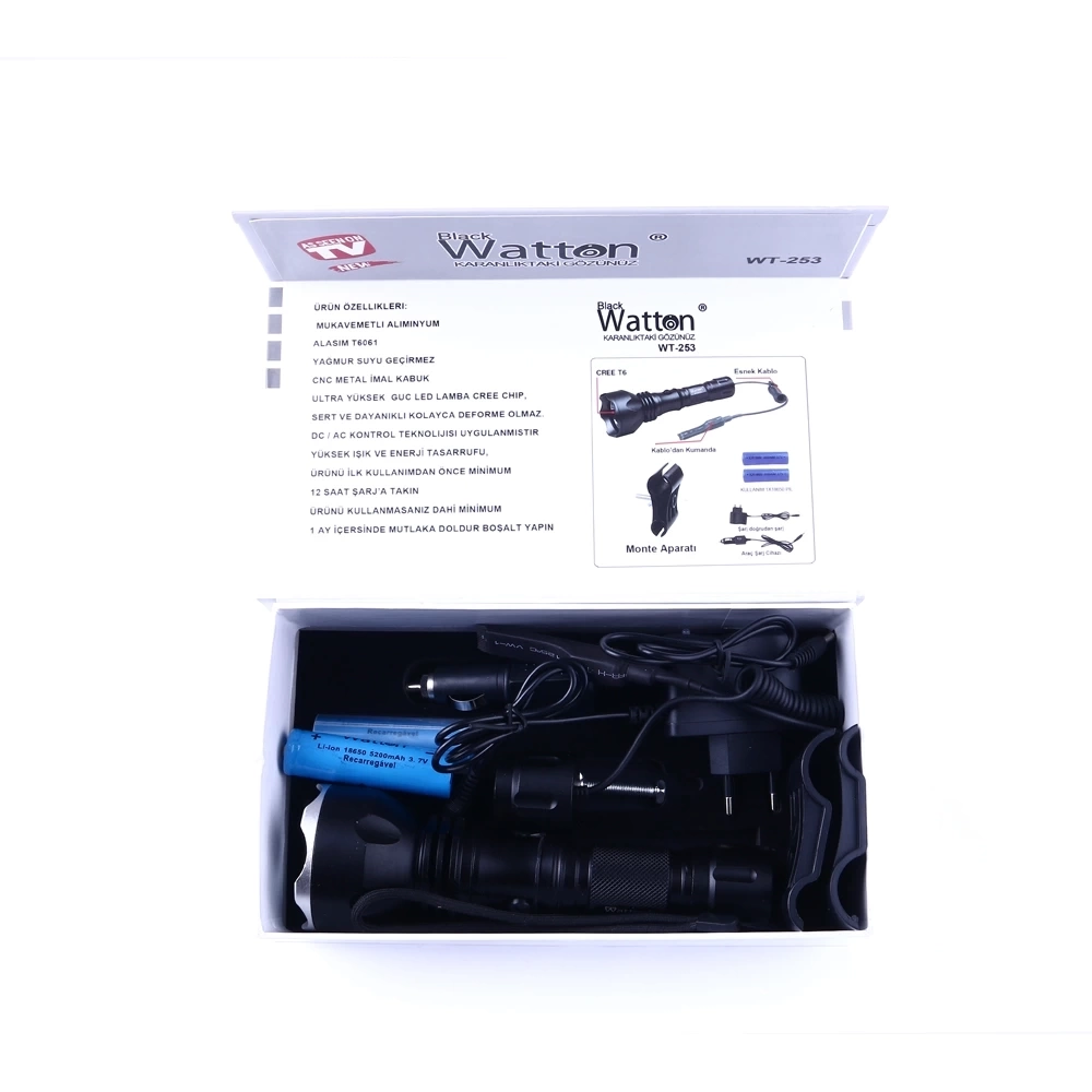 Orjinal 600 Lümen Tx6 Şarjlı Özel Avcı Feneri  Wt-253 ( Lisinya )