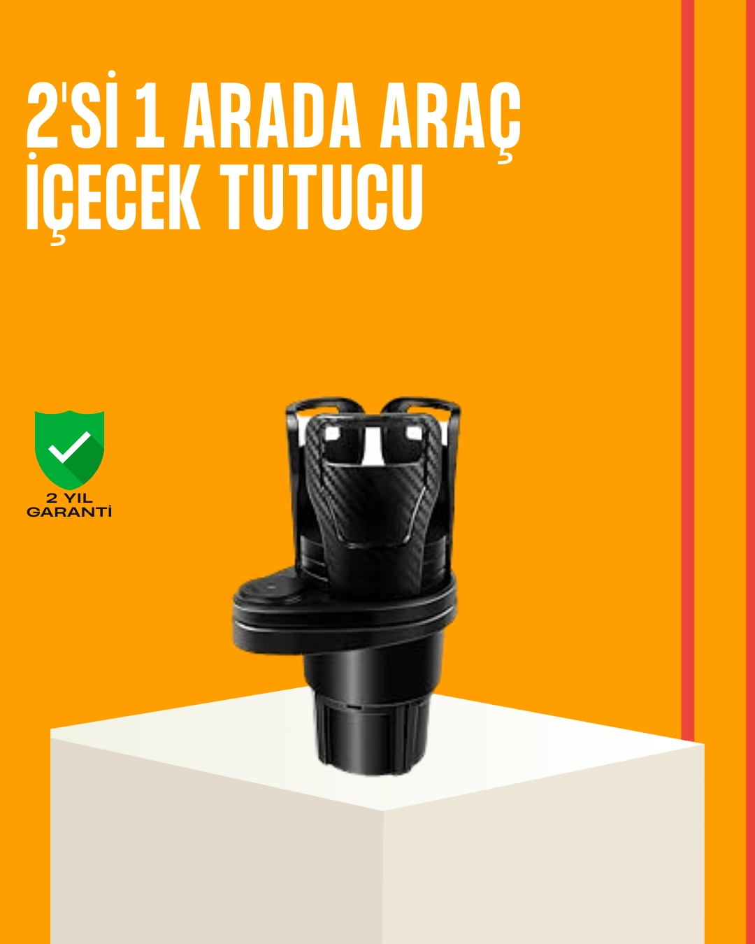 Oto Bardak Tutucu 360° Döner Çift Bölmeli Karbon Fiber Tasarım ( Lisinya )