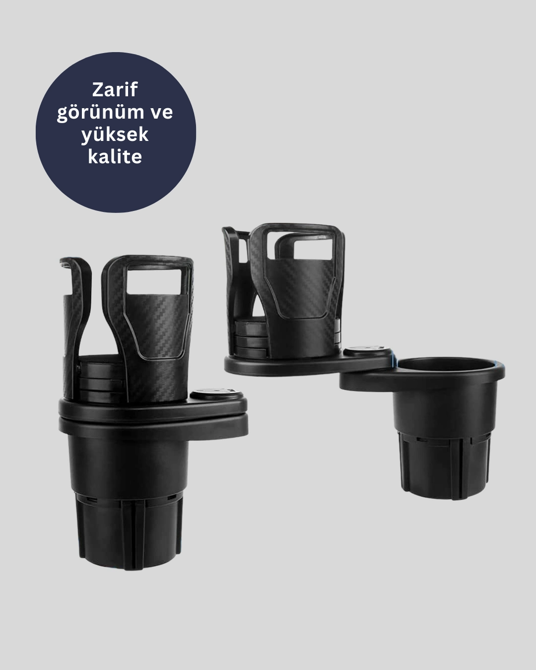 Oto Bardak Tutucu 360° Döner Çift Bölmeli Karbon Fiber Tasarım ( Lisinya )