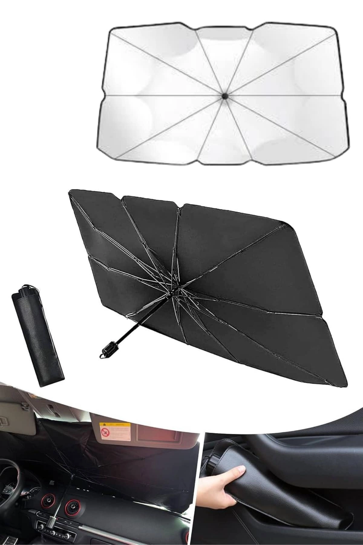 Oto Ön Cam Güneşliği Otomatik Katlanabilir Gölgelik Oto Cam Şemsiye ( Lisinya )