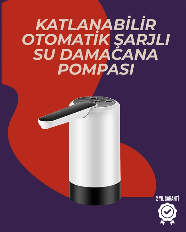 Otomatik Daana Su Pompası | 40-80 Saniye Zaman Ayarlı | %90 Açılabilir Hijyenik Tasarım | Şarjlı Ve Portatif ( Lisinya )