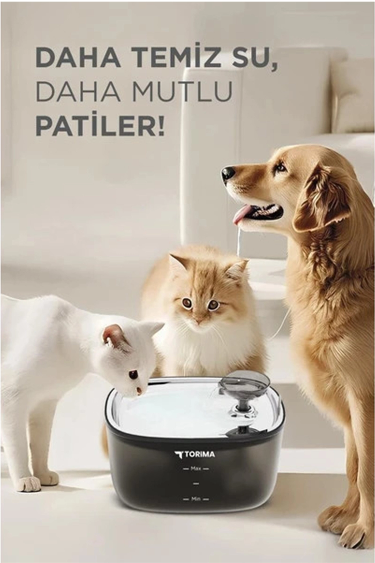 Otomatik Filtreli Kedi Köpek Su Pınarı Su Çeşmesi Ultra Sessiz Su Şelalesi 2.5lt ( Lisinya )