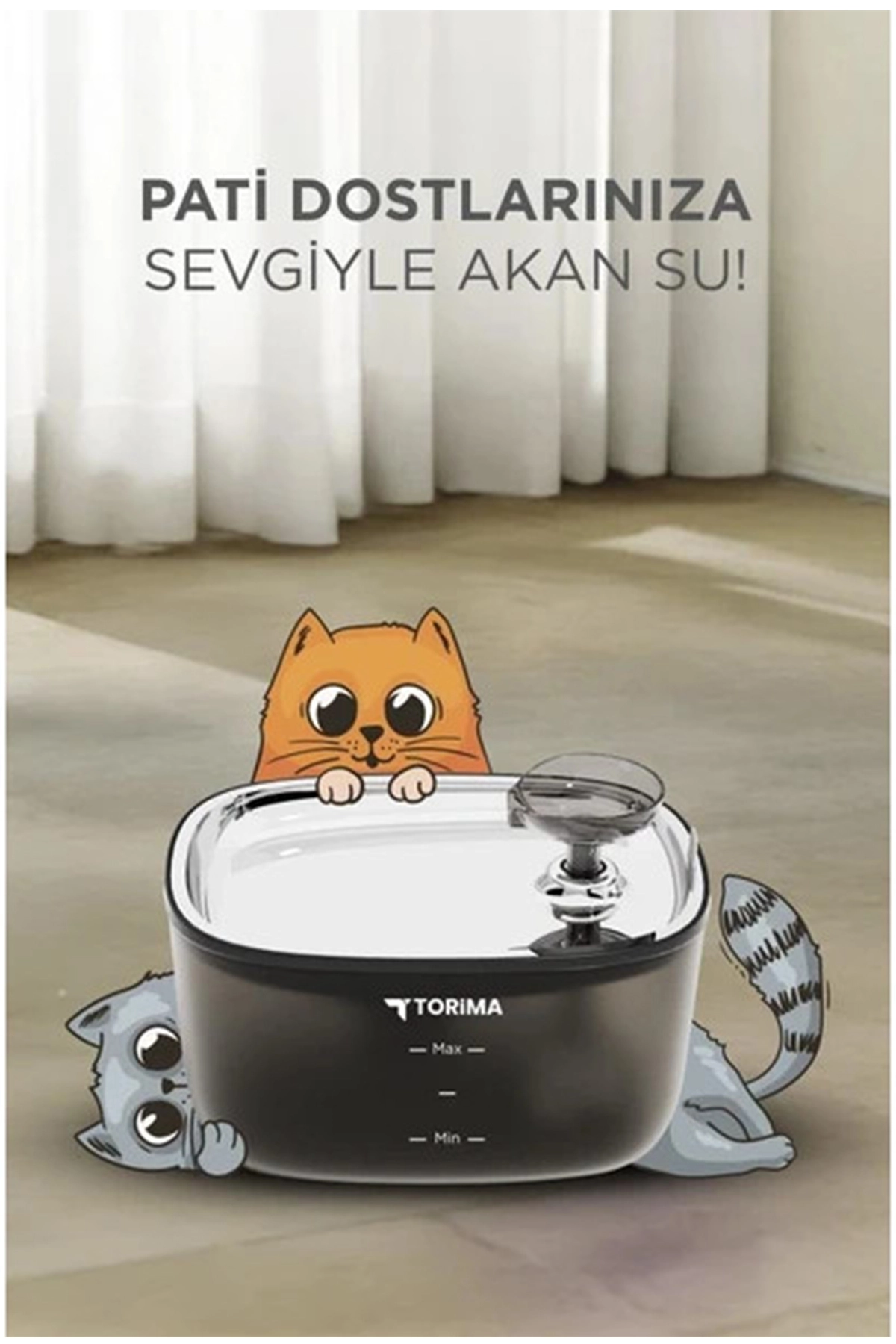 Otomatik Filtreli Kedi Köpek Su Pınarı Su Çeşmesi Ultra Sessiz Su Şelalesi 2.5lt ( Lisinya )