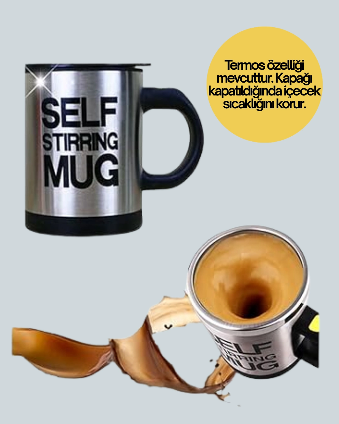 Otomatik Karıştırmalı Termos Kupa | Ergonomik Tasarım ( Lisinya ) Otomatik Karıştırmalı Termos Kupa | Ergonomik Tasarım ( Lisinya )