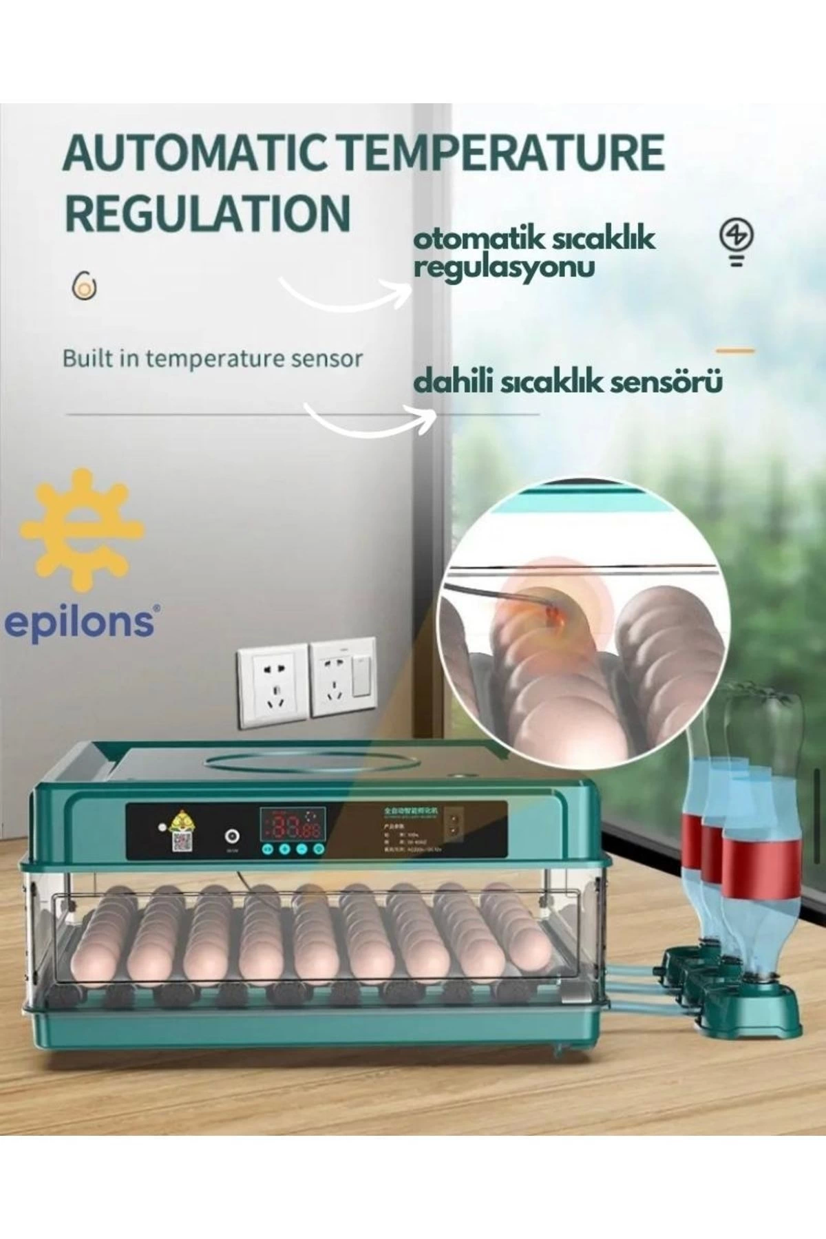 Otomatik Kuluçka Makinesi (130 Yumurta) Tavuk, Bıldırcın Güvercin Hindi Kaz , Kablosuz Kamera İle İzleme ( Lisinya )